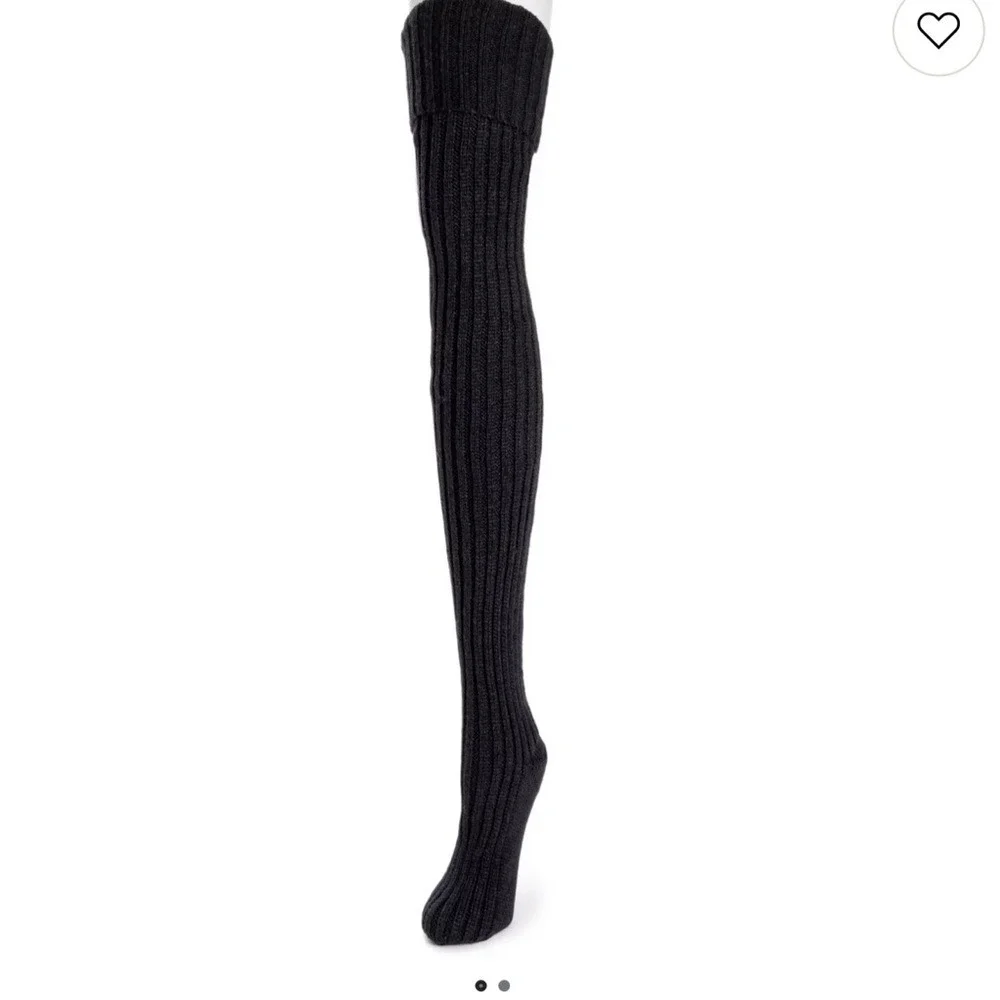 Muk Luks Women's Over the Knee‎ Socks Black/ OSFM NWT